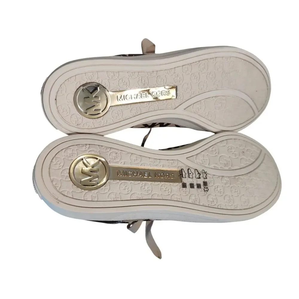 Michael Kors Keaton Logo Lace-Up Sneakers | Gold‎ MK Monogram | Women's Size 6
